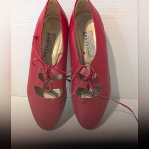 Trotters Red Ballet Style Red Leather Wedge Shoes Sz. 8WW